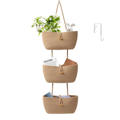 TeoKJ 3-tier cotton rope baskets over-the-door setup for organized nursery storage