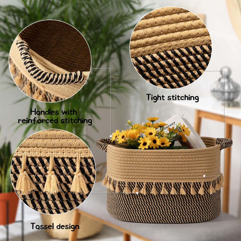 TeoKJ 15x10x9 inch rope basket for blankets and magazines
