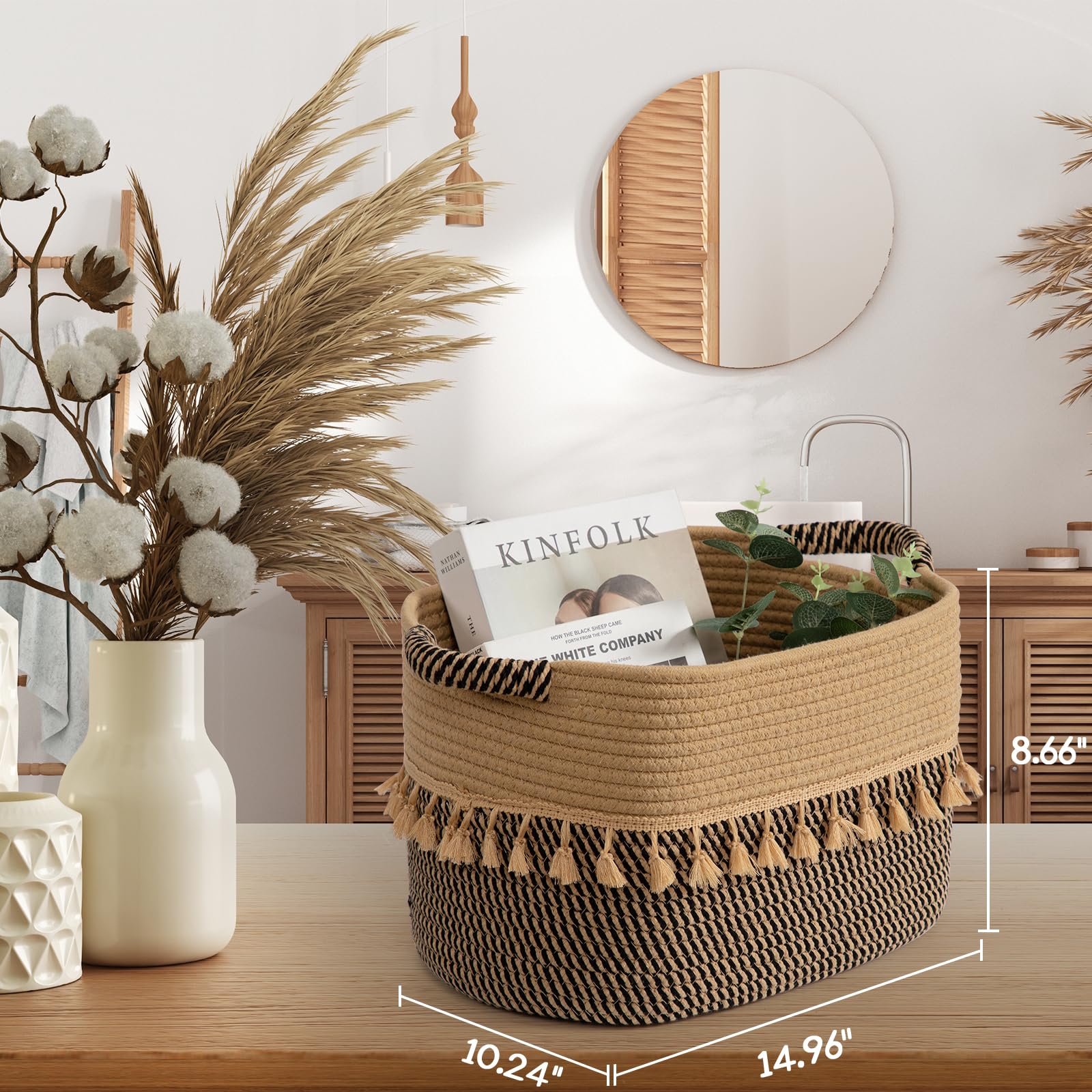 TeoKJ boho rope storage baskets with durable cotton rope for daily organization
