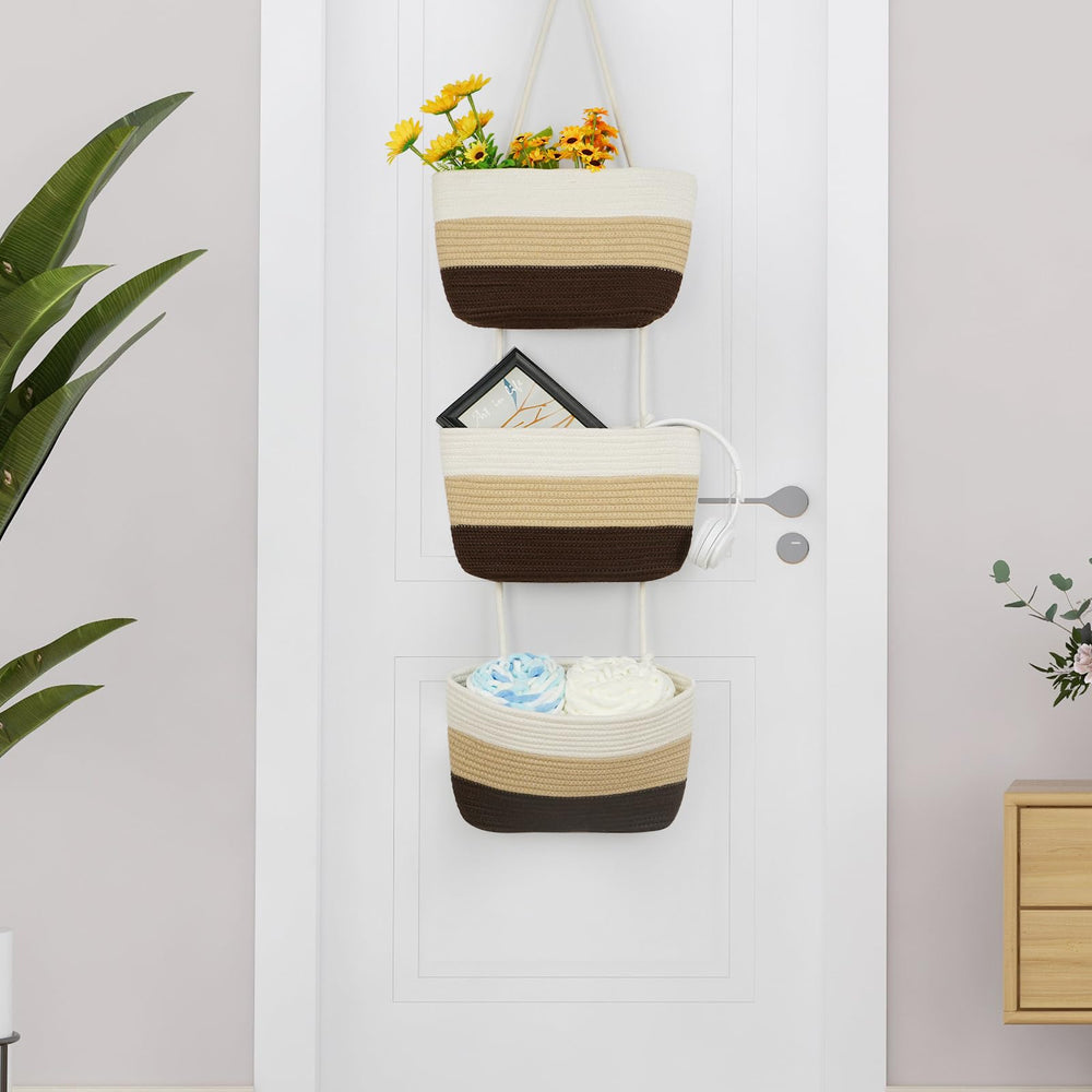 TeoKJ cotton storage baskets decorative kitchen organize utensils and towels.