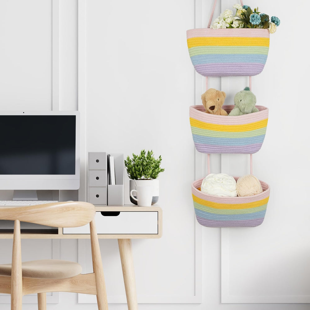 TeoKJ decorative scratch-free hanging baskets protect walls and brighten spaces.