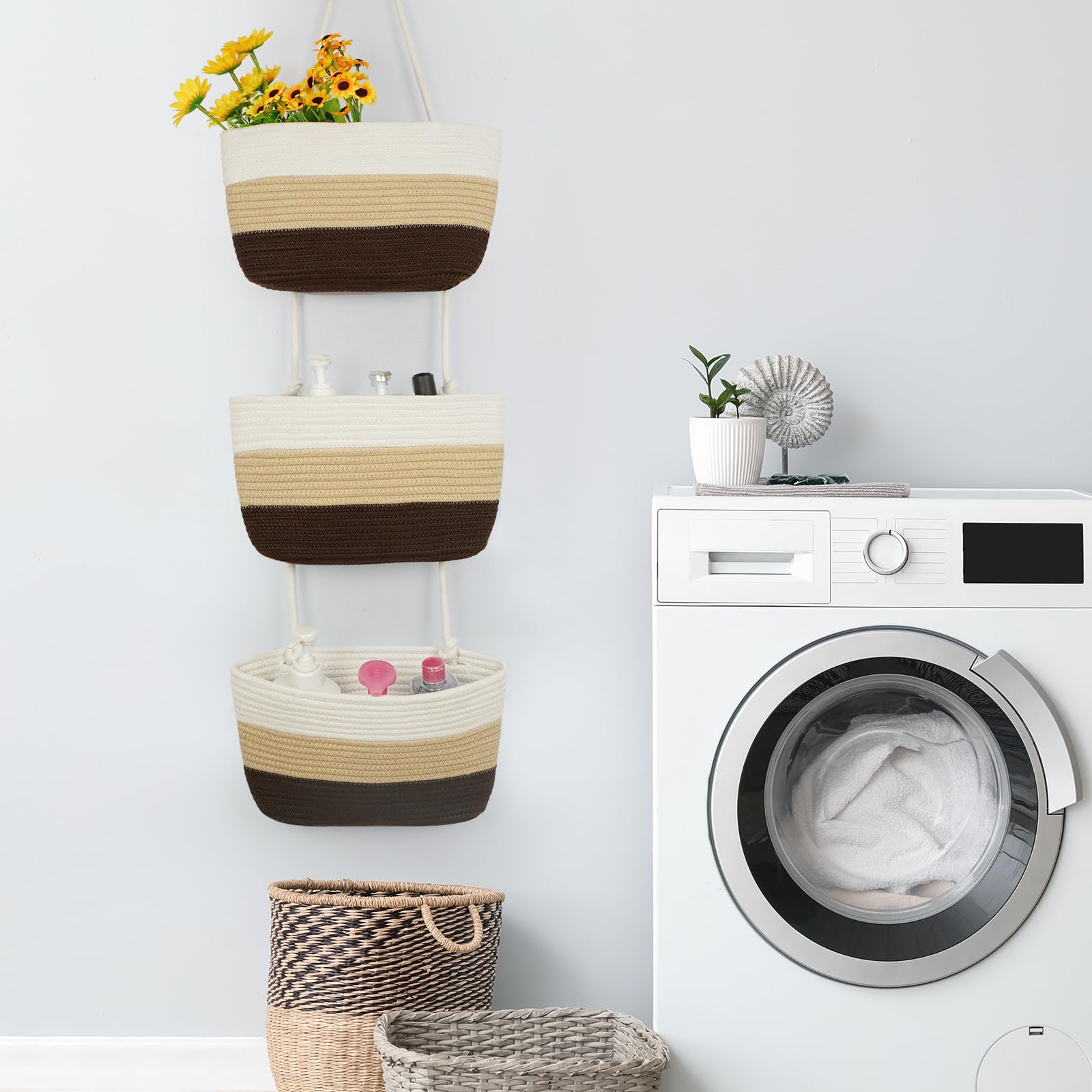 TeoKJ dried-flowers cosmetics organizer keeps small items neatly arranged.