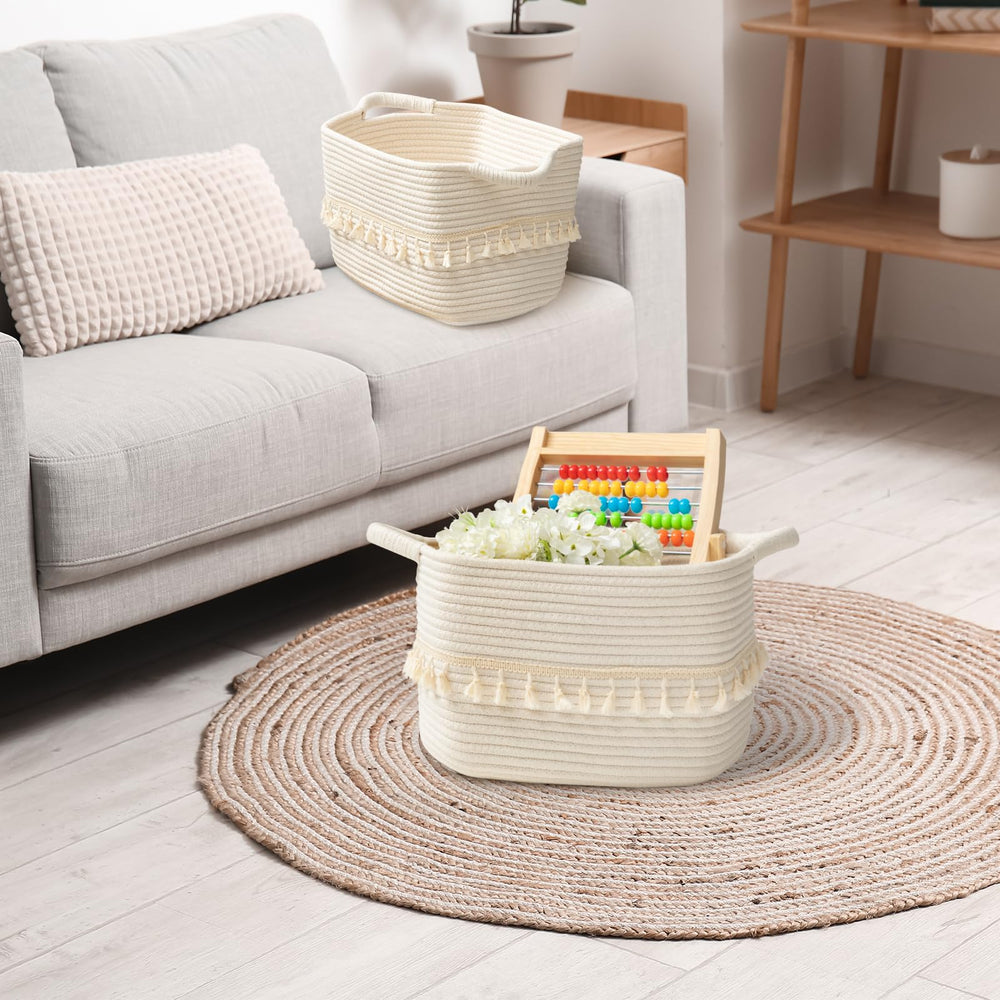 TeoKJ durable cotton rope basket for everyday use and quick reshaping.