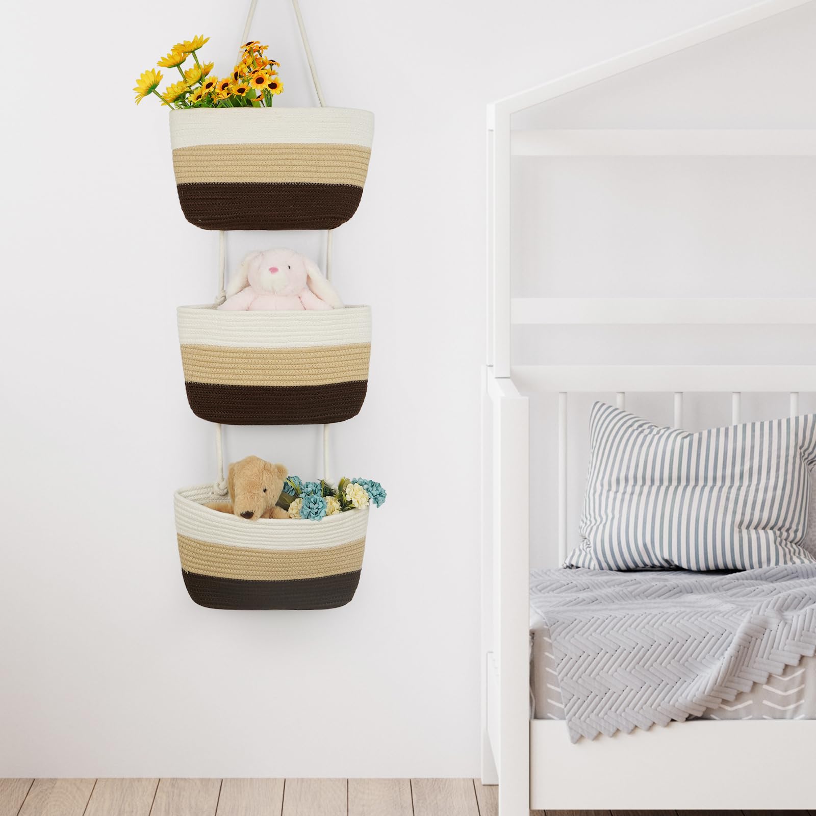 TeoKJ large-capacity hanging basket stores towels, diapers, or toys.