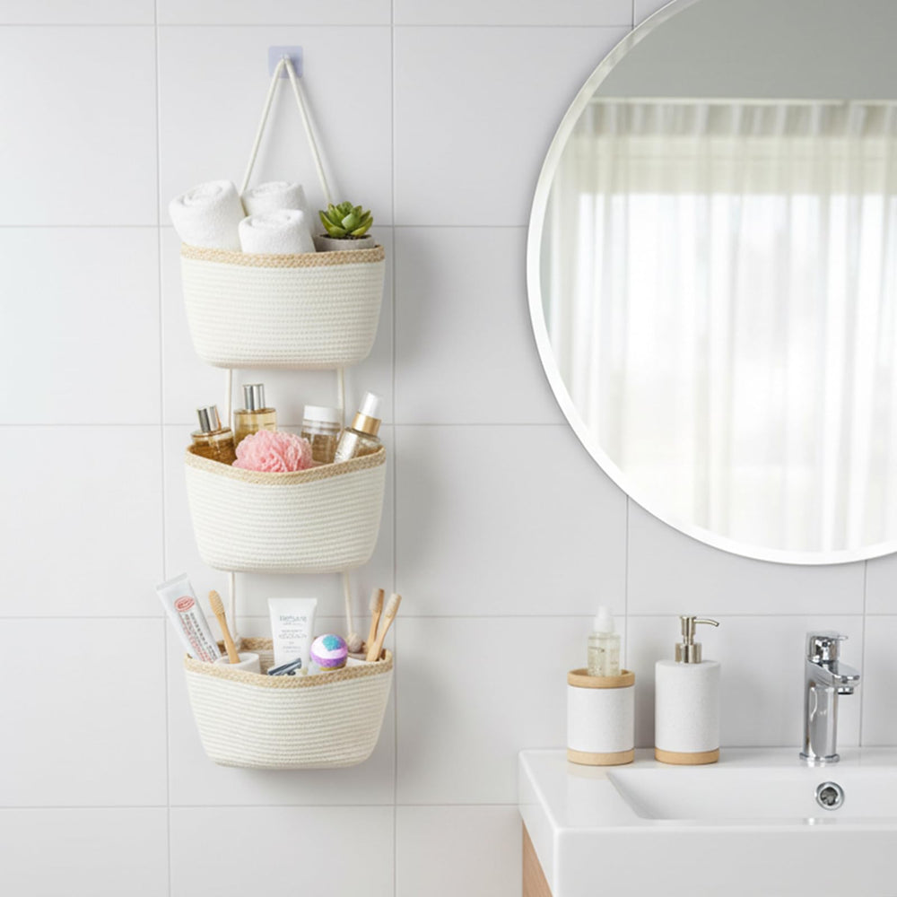 TeoKJ large-capacity 3-tier system holds towels, diapers and toys neatly.