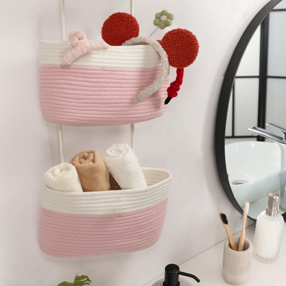 TeoKJ decorative rope baskets with hooks add a soft decorative touch