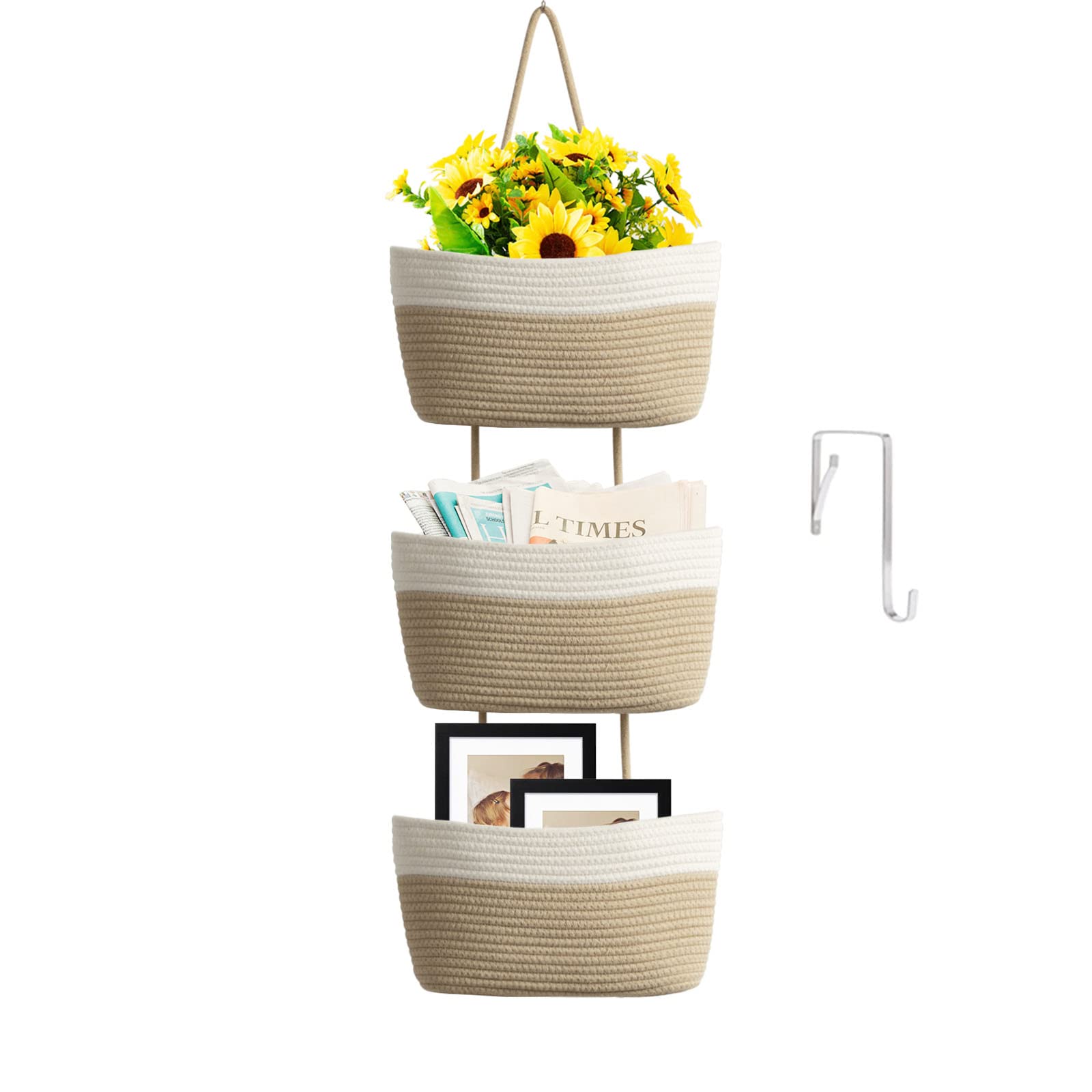 TeoKJ over-the-door basket weave close-up showcases durable cotton construction for organized spaces.