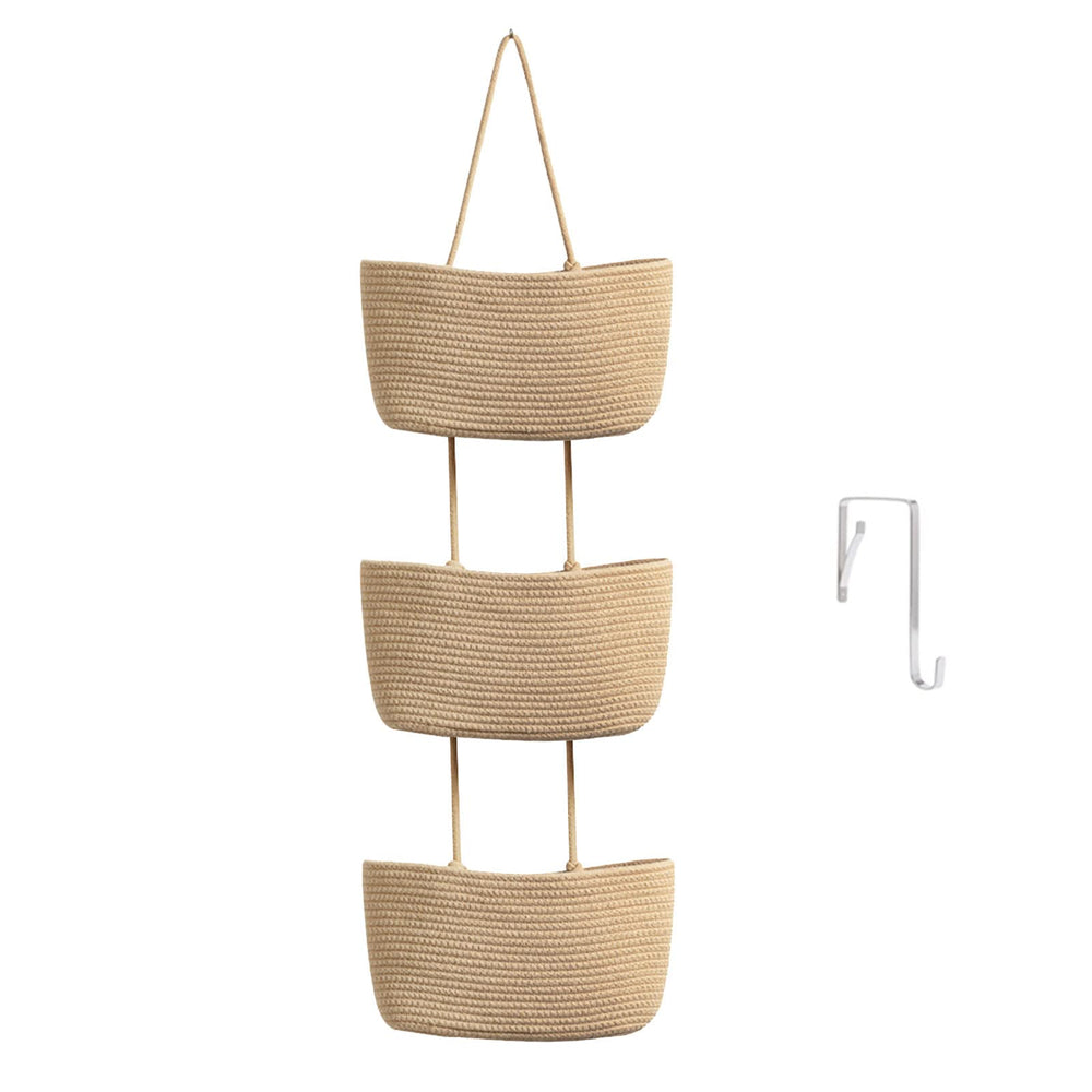 TeoKJ over-the-door hanging basket close-up shows natural cotton weave for durable storage