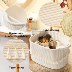 TeoKJ rope basket with sturdy handles ready to move between rooms.