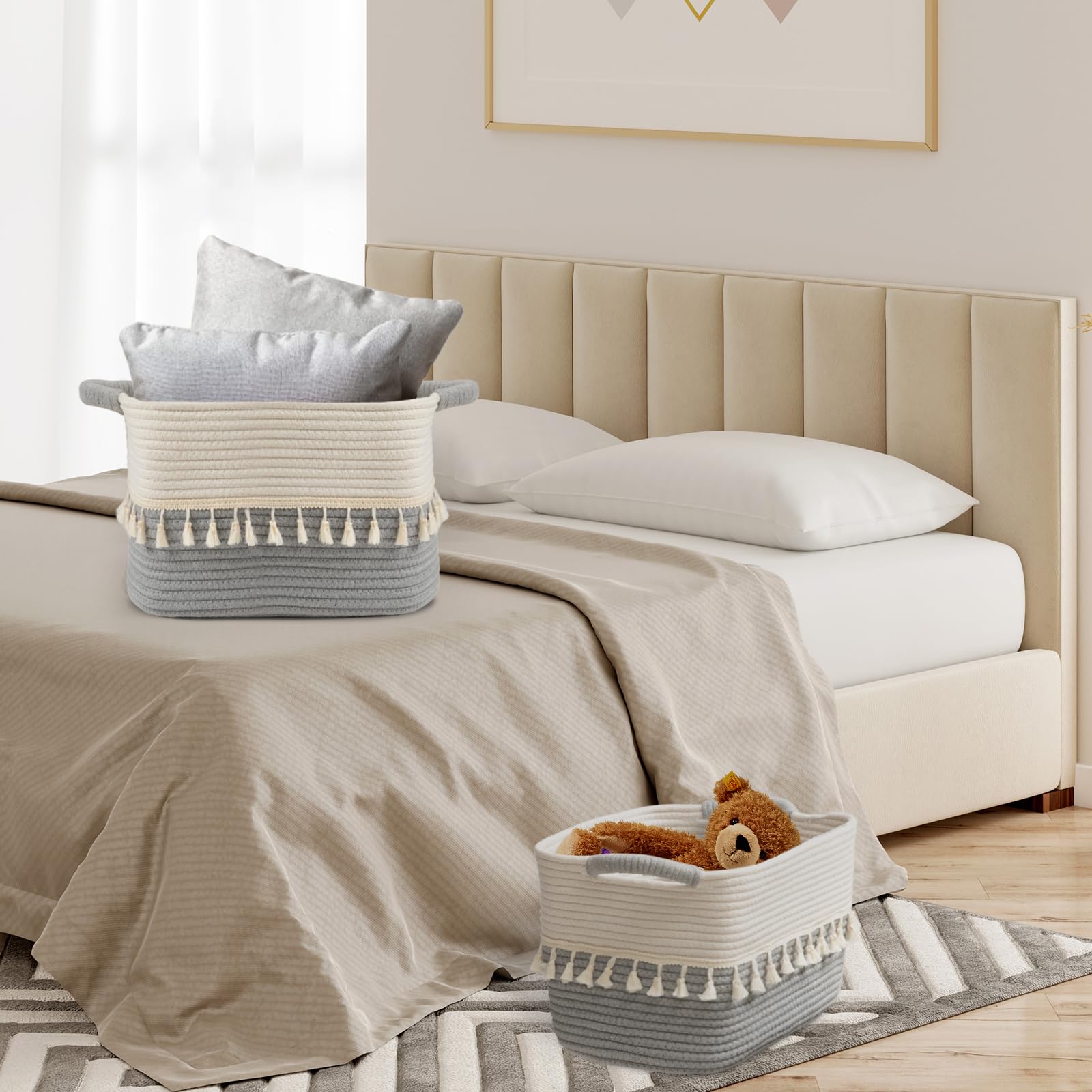 TeoKJ storage basket 3-pack color-options-white-gray complements modern decor