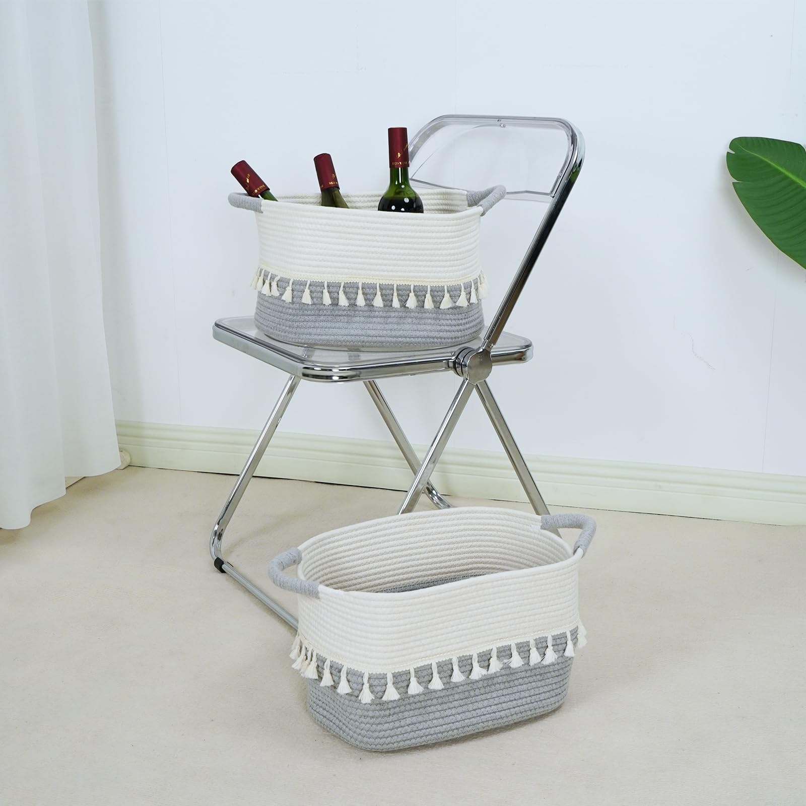 TeoKJ storage basket 3-pack soft-cotton-rope with resilient weave for daily use