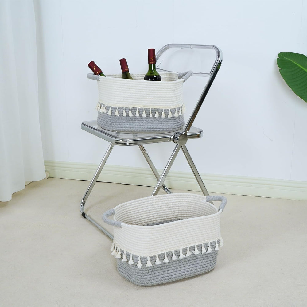 TeoKJ storage basket 3-pack soft-cotton-rope with resilient weave for daily use