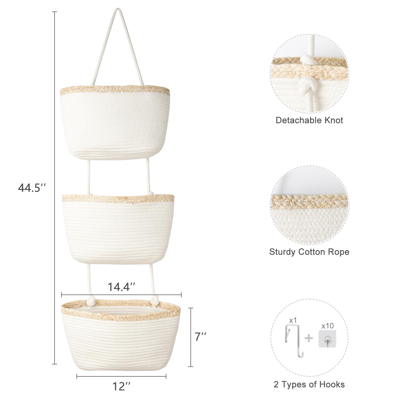 TeoKJ woven cotton basket closeup highlights soft, durable material for nursery use.