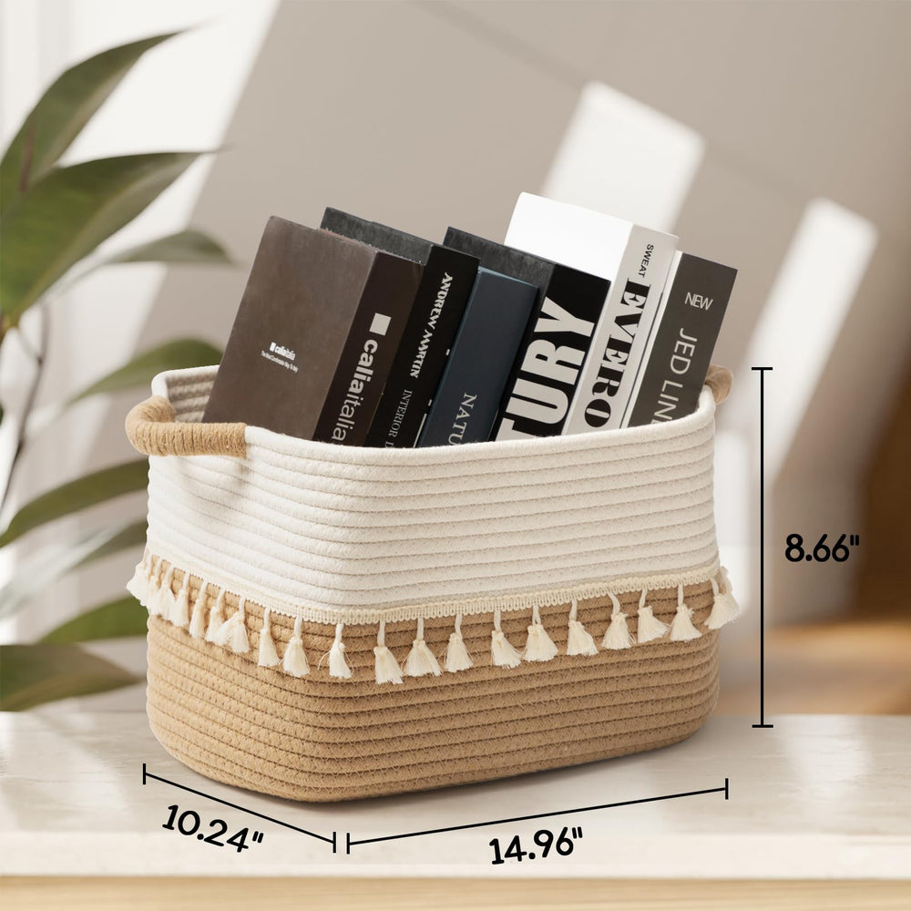 TeoKJ set-of-three boho baskets creates cohesive storage in any space.