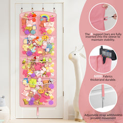 Teoon stuffed animal storage hammock upgraded support bars prevent sag and keep toys visible.