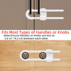 TERDEWE 10-pack white sliding cabinet locks side-angle demonstrates tool-free install