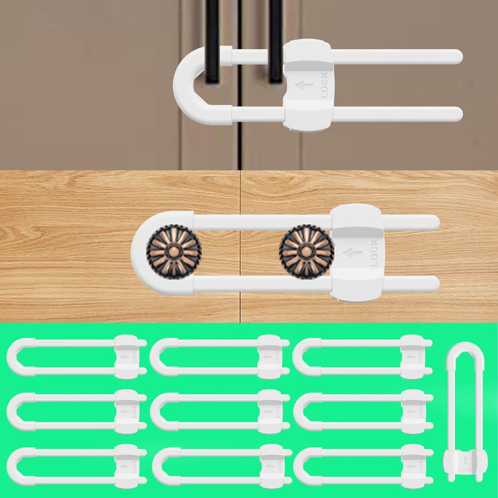 TERDEWE sliding cabinet locks release button for easy adult access