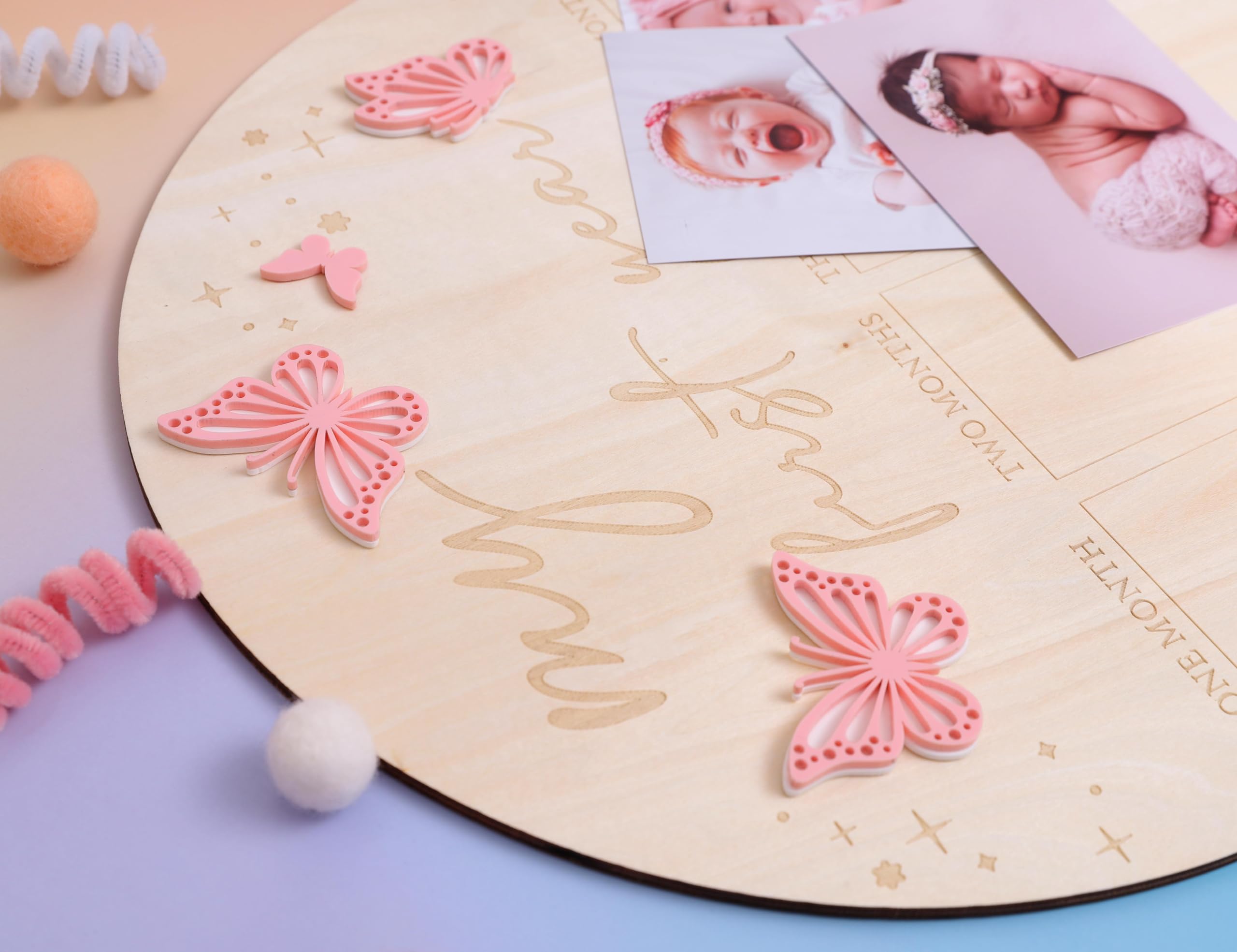 TERJIO wooden butterfly photo board doubles as a room decor accent.