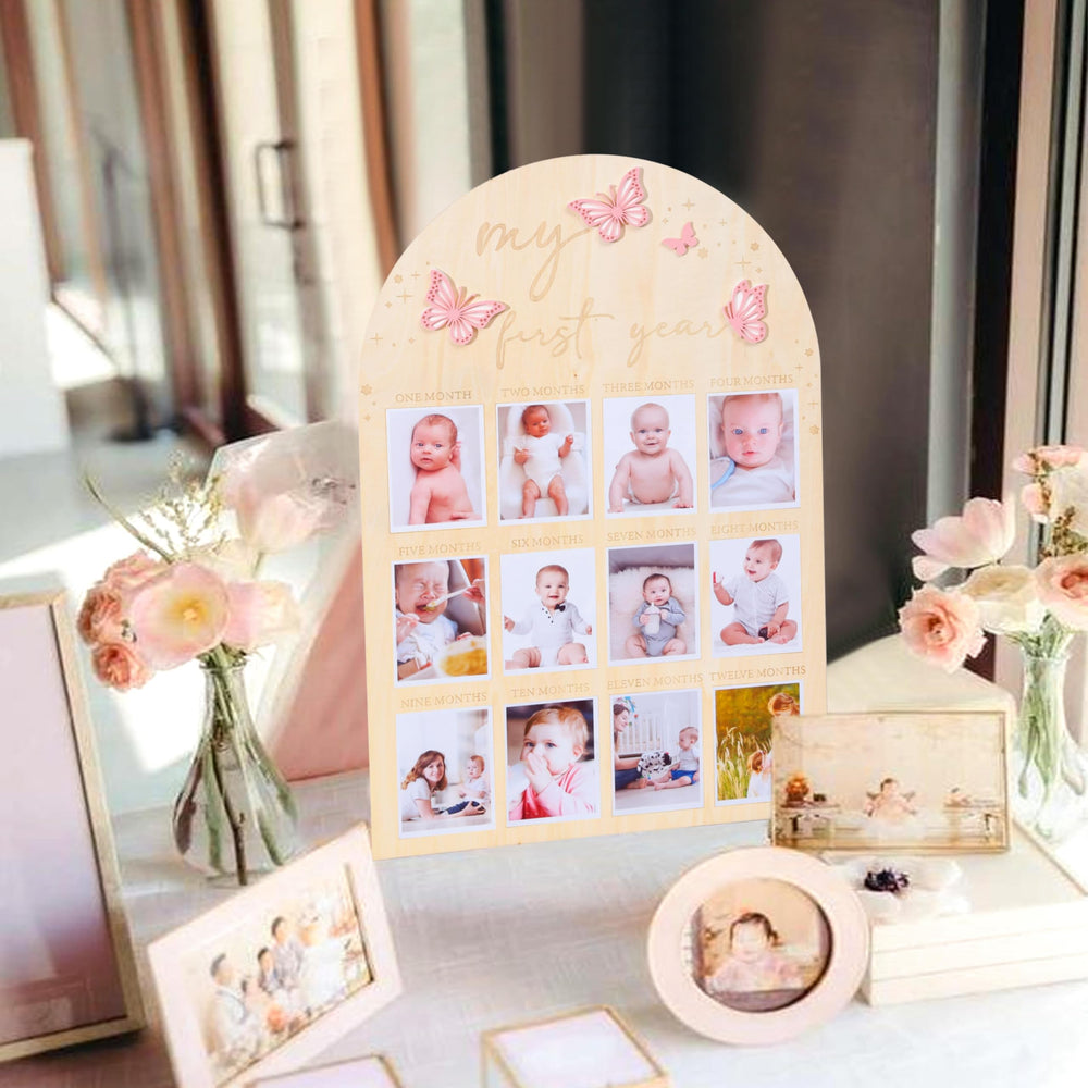 TERJIO first birthday decor board pairs with gender neutral nursery themes.