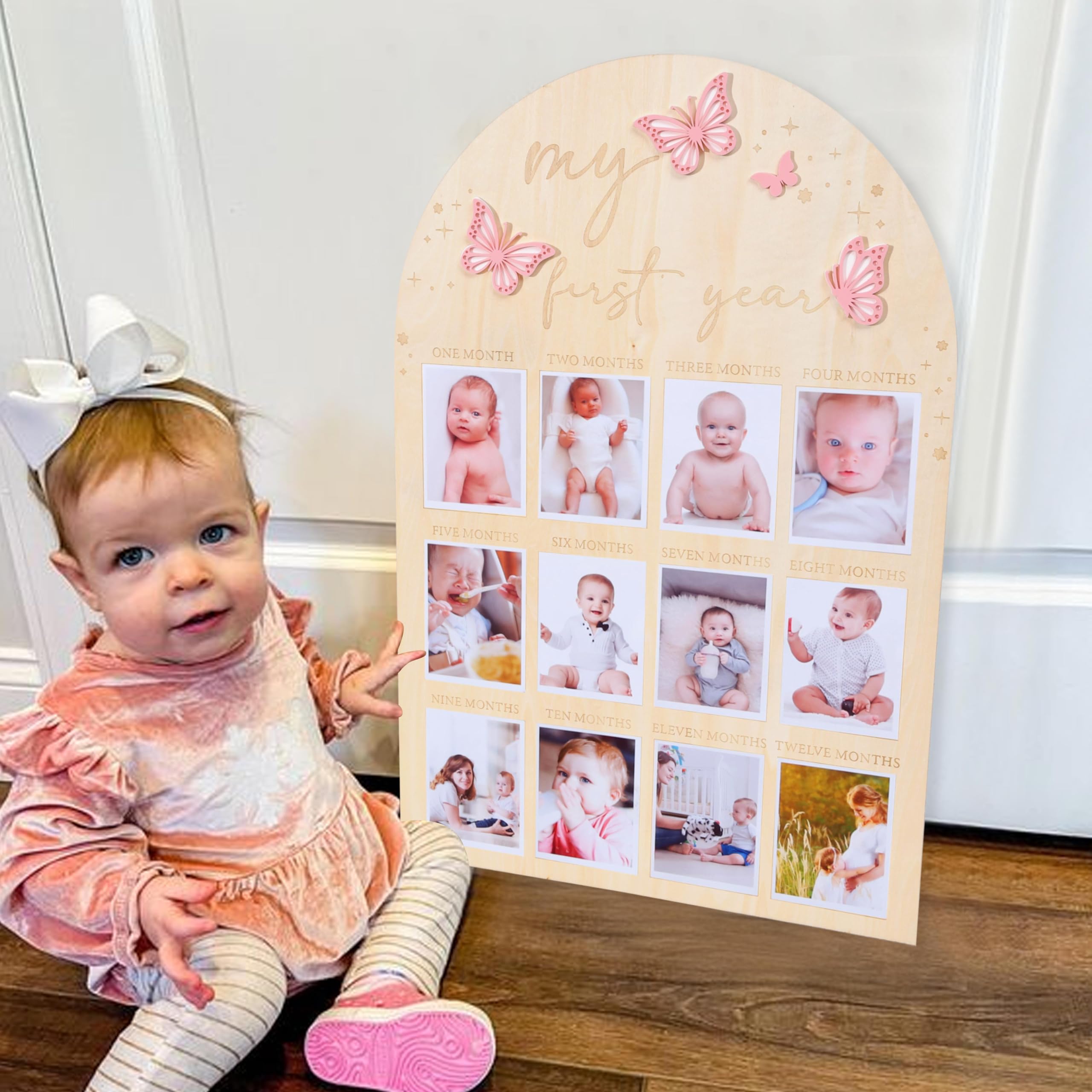 TERJIO monthly milestone board fits 3.4 inch photos for keepsakes.