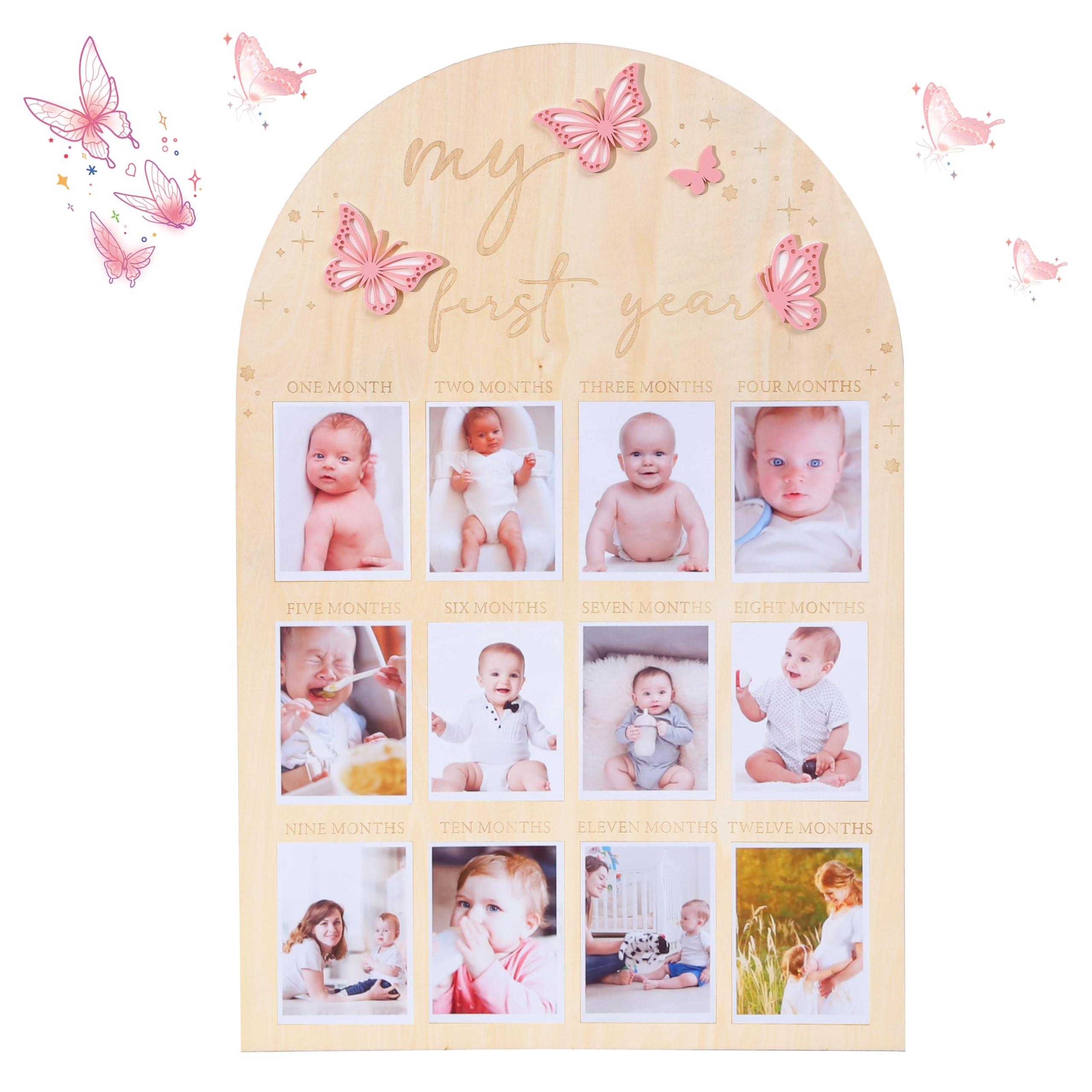 TERJIO acrylic butterfly detail adds playful focal point for photos.
