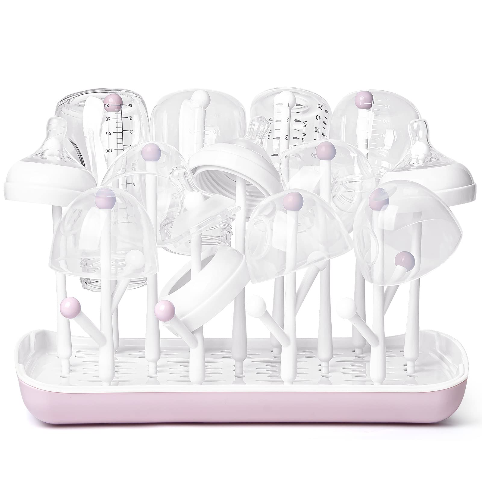 Termichy baby bottle drying rack pink tree-branch design for space-saving drying.
