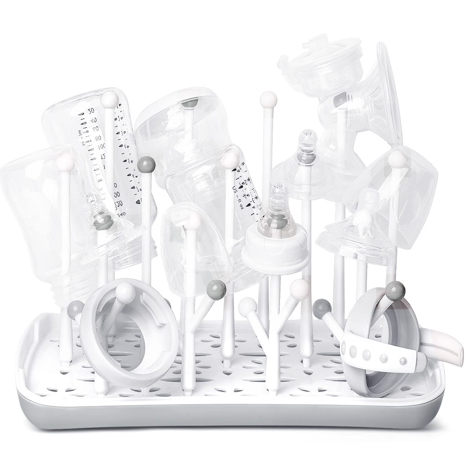 Termichy Baby Bottle Drying Rack with Tray front view, keeps bottles and teats neatly organized.