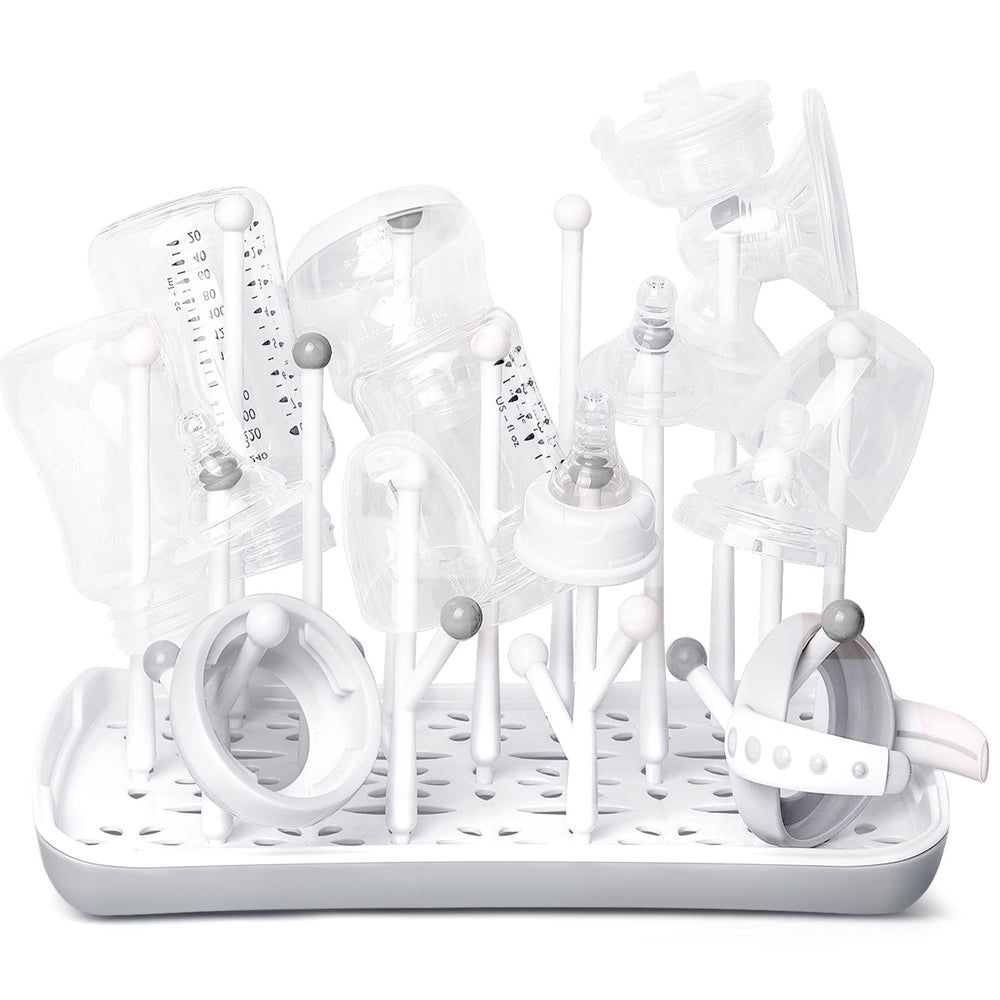Termichy Baby Bottle Drying Rack with Tray front view, keeps bottles and teats neatly organized.