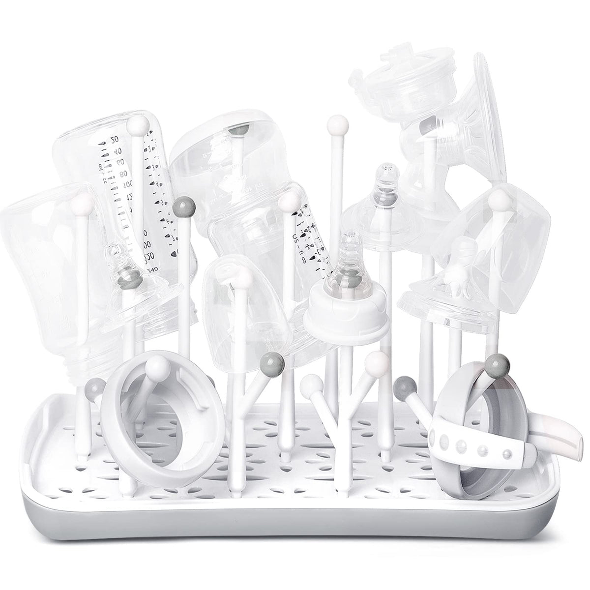 Termichy Baby Bottle Drying Rack with Tray front view, keeps bottles and teats neatly organized.