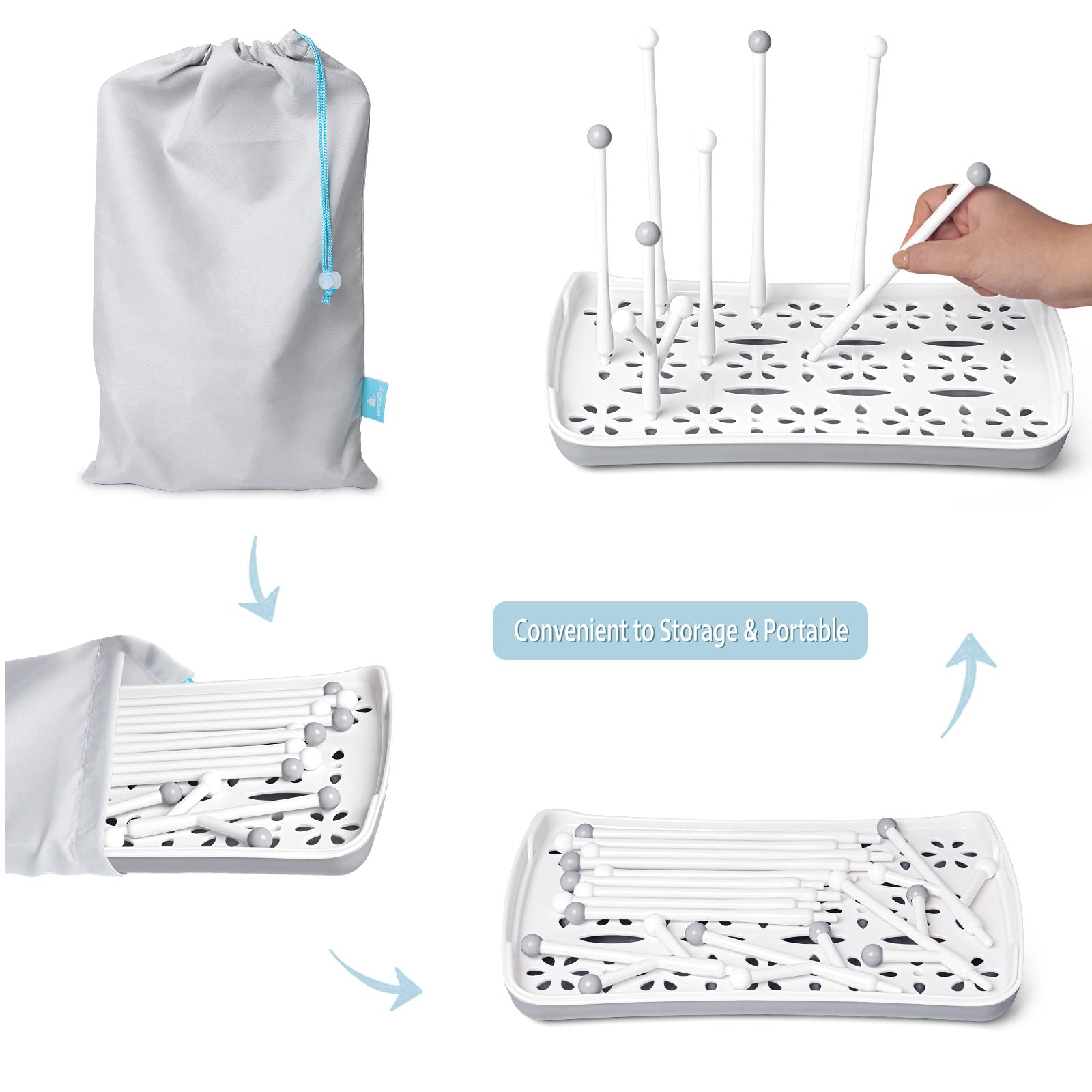 Termichy Baby Drying Rack with Travel Pouch, convenient for on-the-go drying.