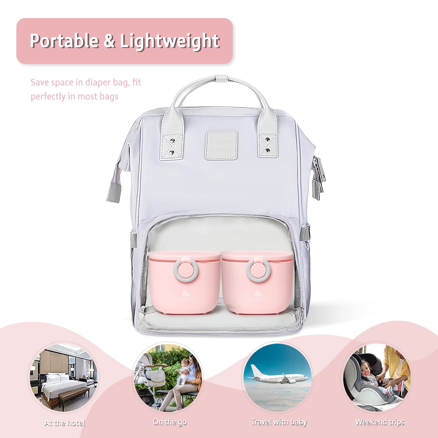 Termichy pink spoon compartment, keeps scoops hygienic and ready