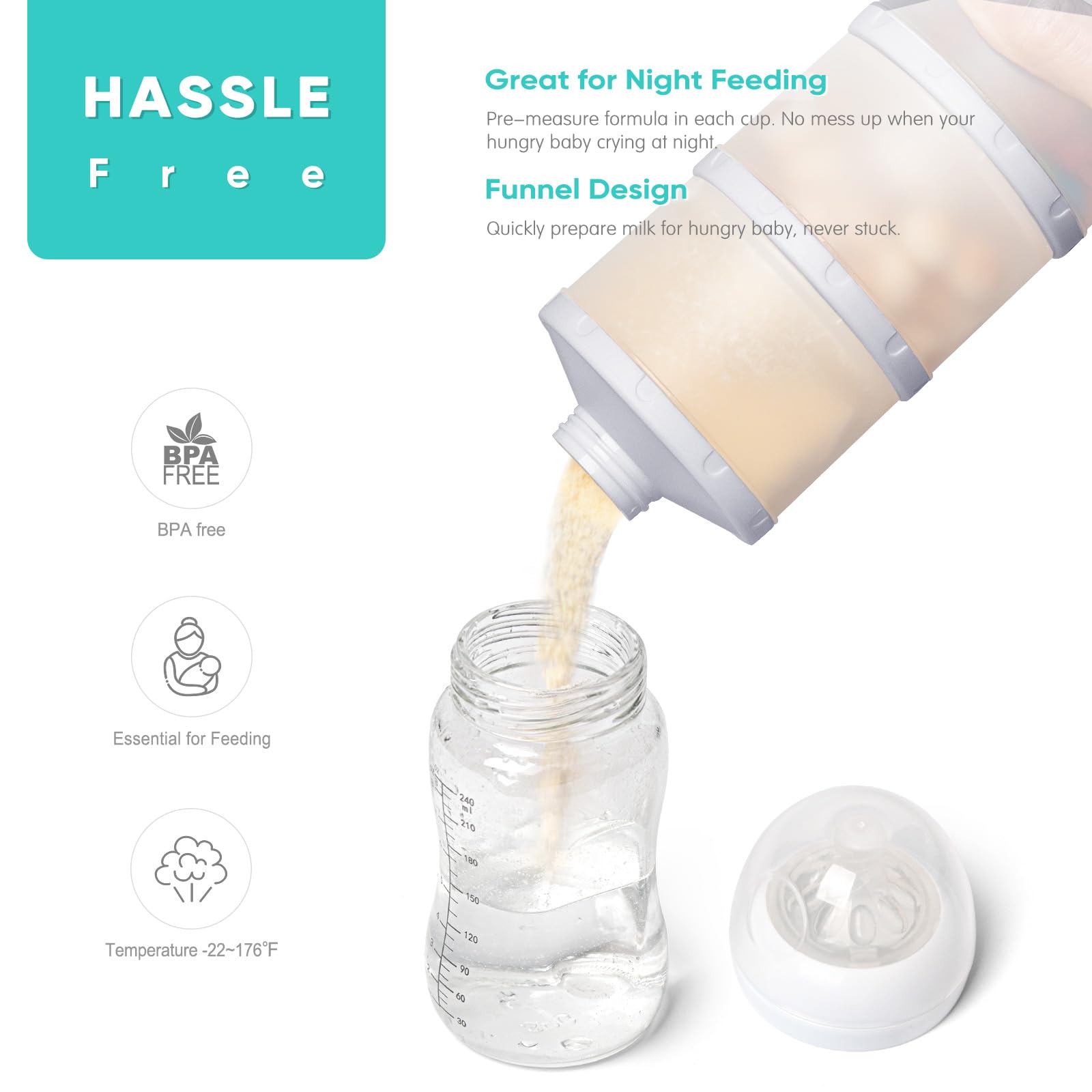 Termichy lightweight BPA-free PP construction ensures safe baby feeding on the go.