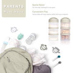 Termichy dispenser shown in diaper bag for quick bottle prep
