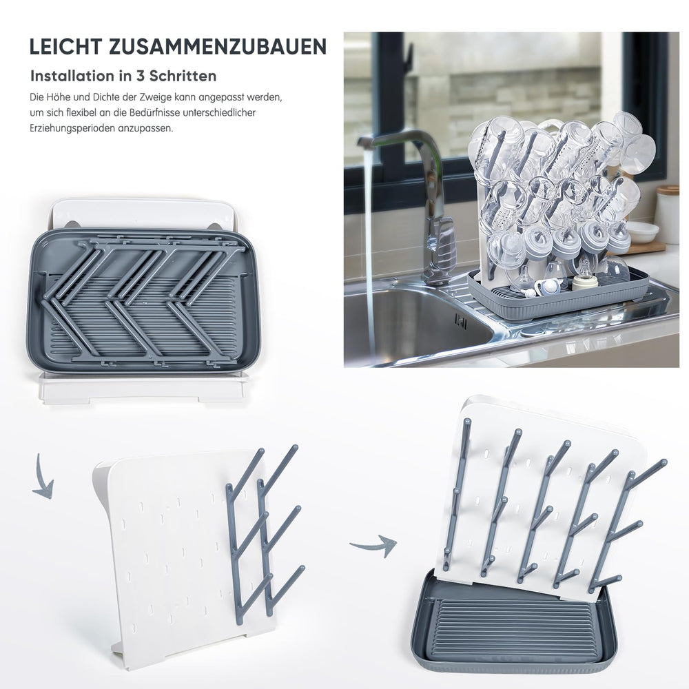 Termichy gray drying rack complements modern kitchens while drying bottles neatly