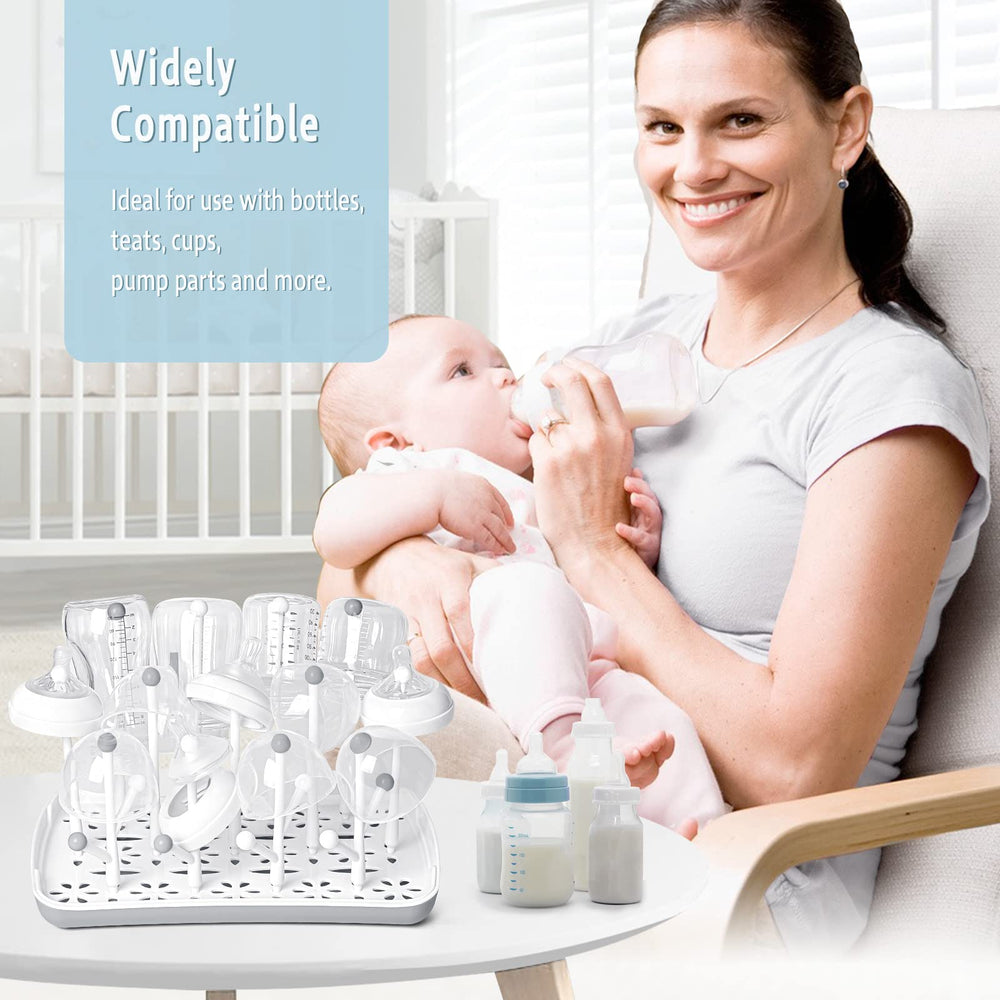 Termichy High-Capacity Rack holds bottles, teats, cups, and pump parts neatly.