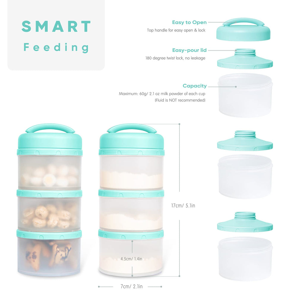 Termichy milk powder dispenser on the go image emphasizes portable design fitting a diaper bag.