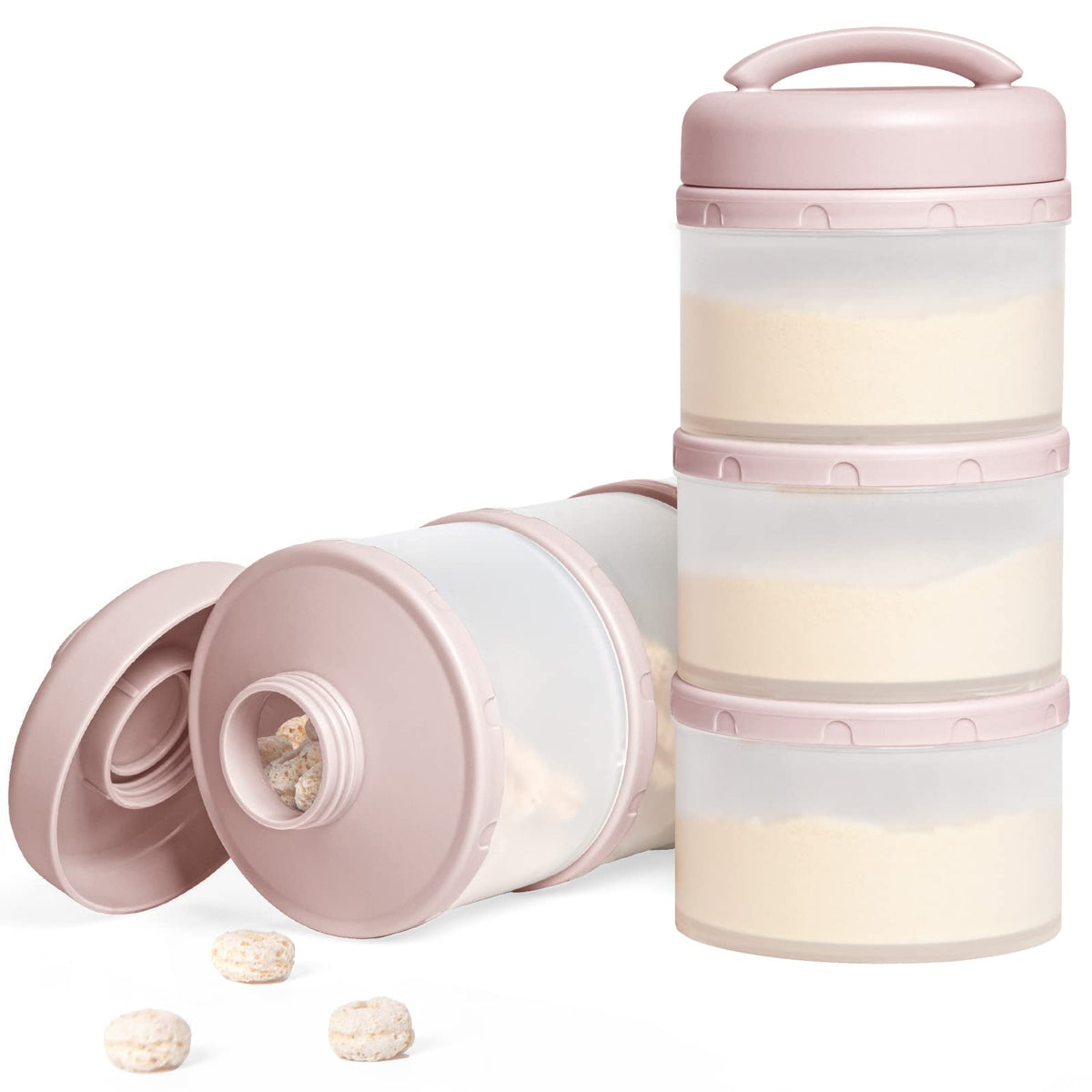 Termichy stackable dispenser with independent compartments enables mess-free on-the-go feeding.