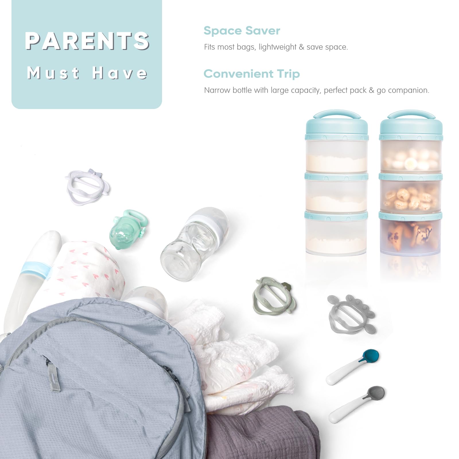 Termichy stackable dispenser for night feeding with pre-measured formula
