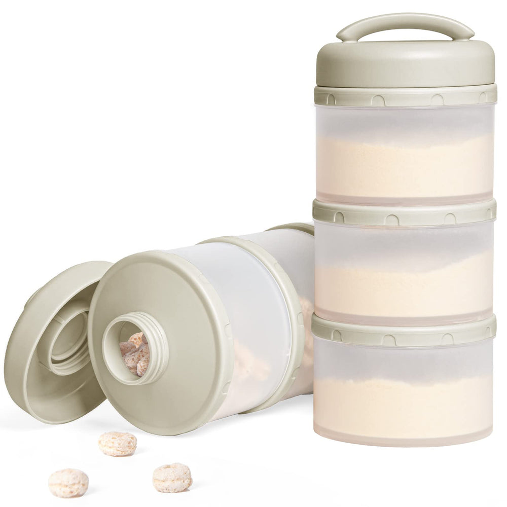 Termichy stackable dispenser warm grey two-pack shown for compact formula storage