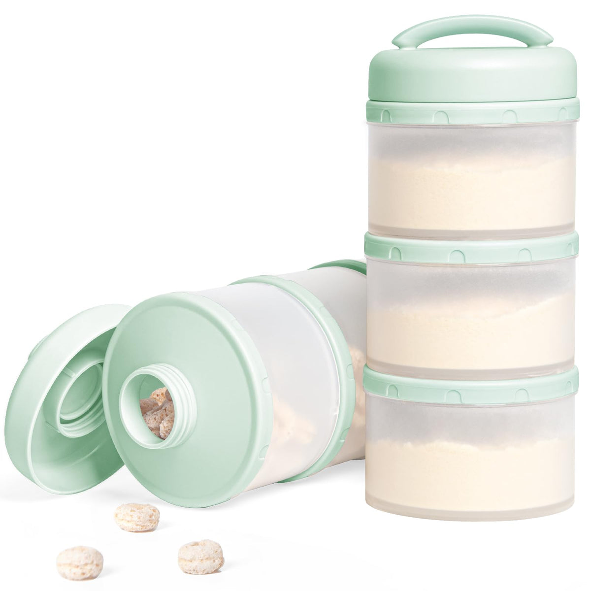 Termichy stackable formula dispenser compartments enable easy portion control for calmer feeding.