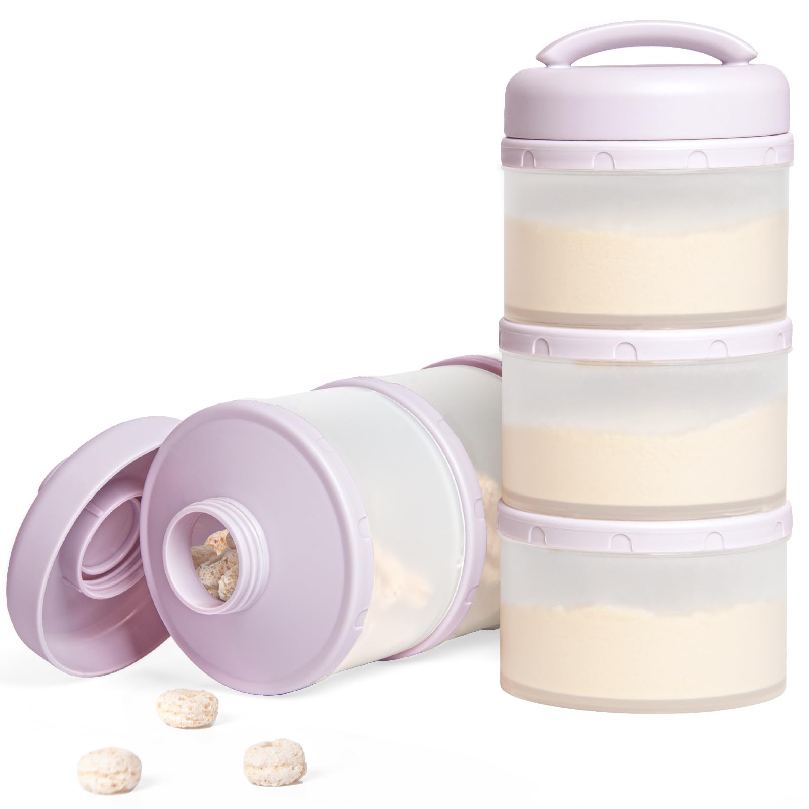 Termichy stackable formula dispenser light purple 2-pack for easy on-the-go feeding