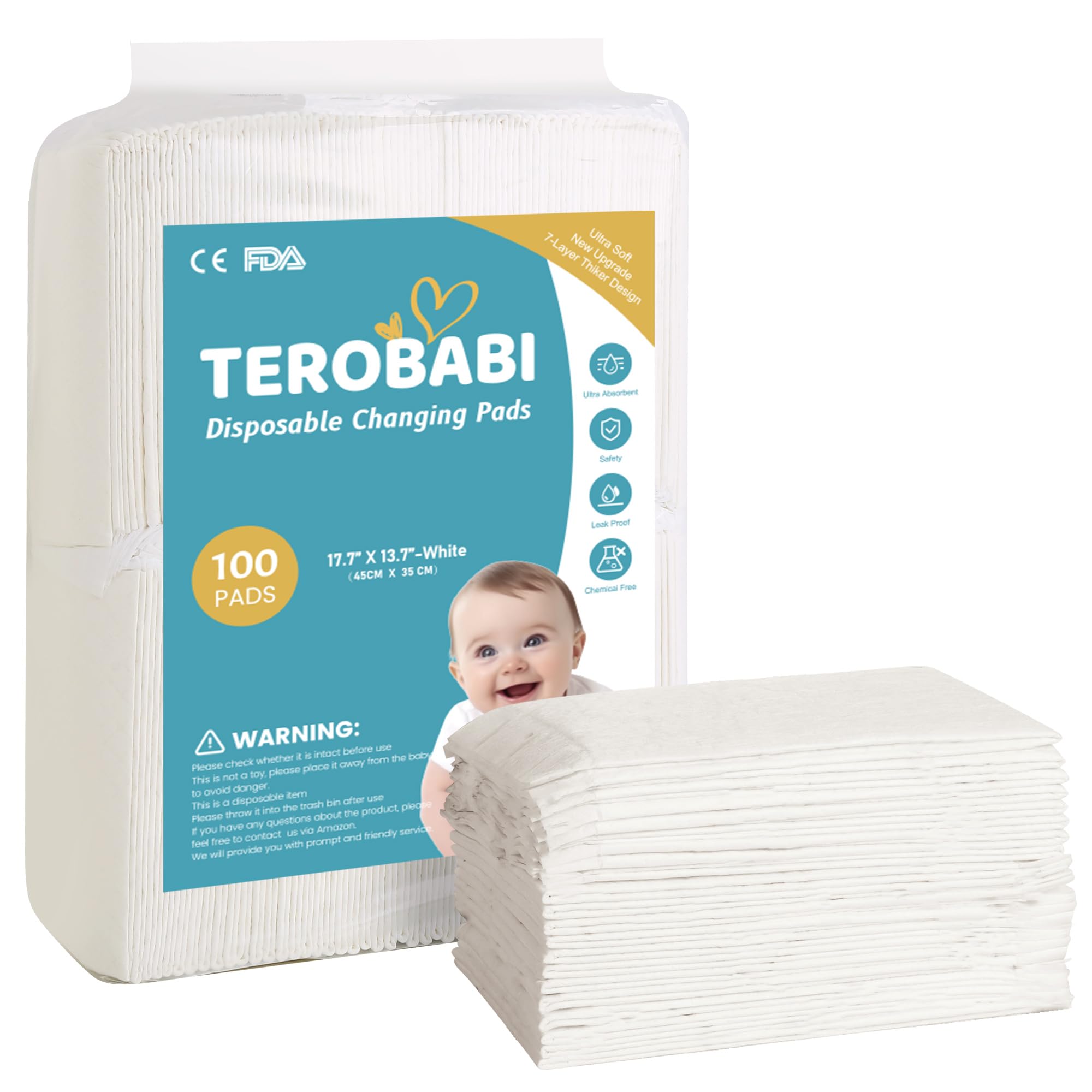 TEROBABI disposable changing pad 7-layer design protects surfaces during diaper changes.