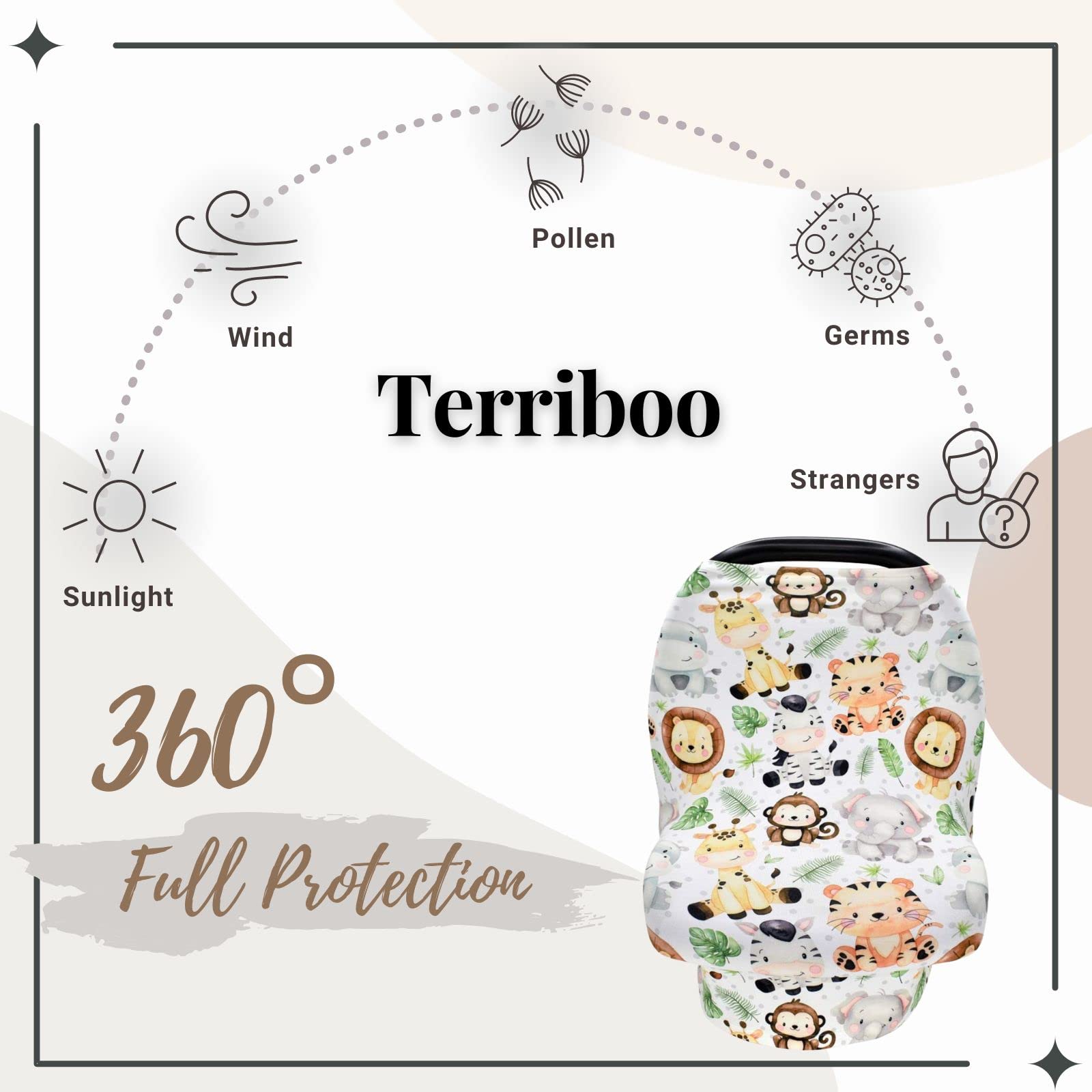 Terriboo zoo design nursing cover with 360° coverage for privacy