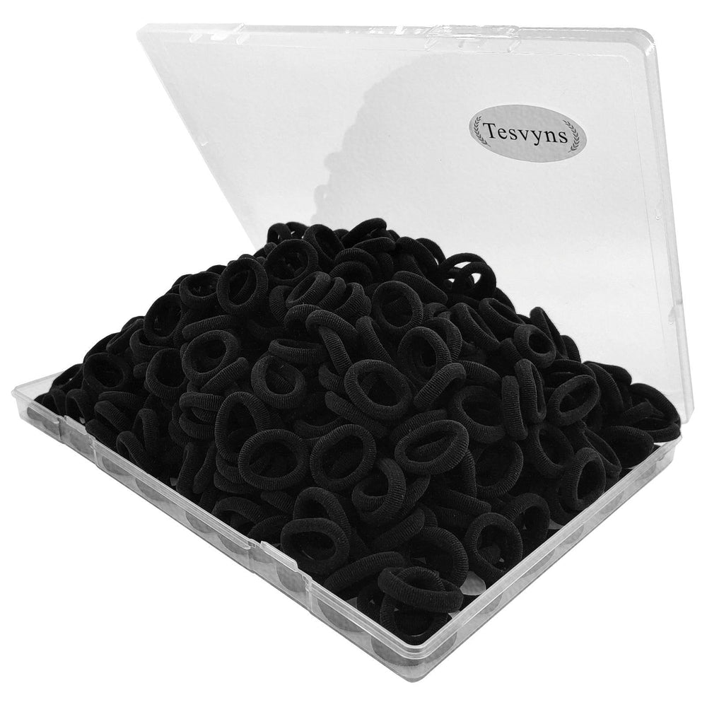 Tesvyns baby hair ties box in black for versatile kids' ponytails.