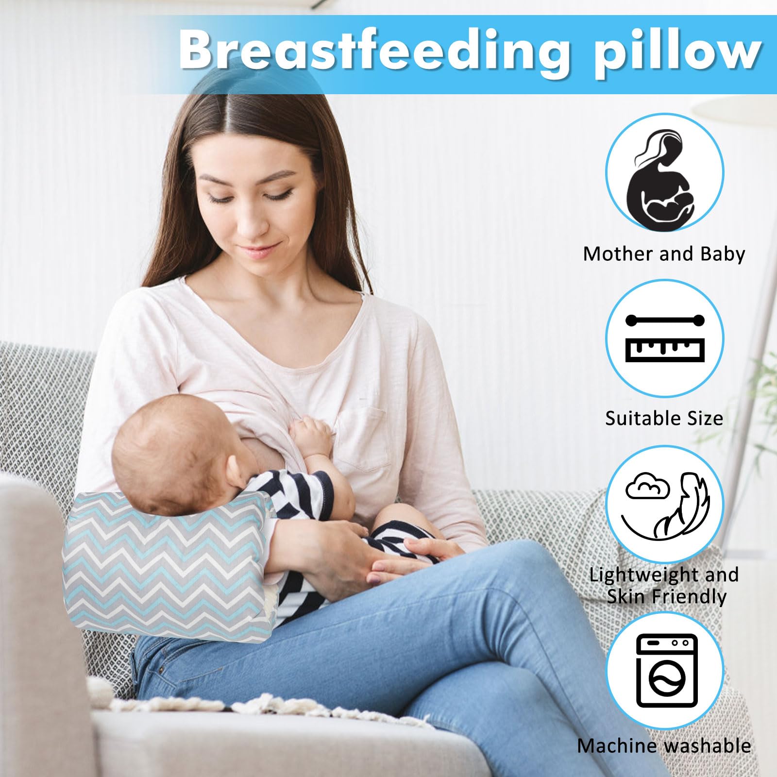 TEUOPIOE Baby Feeding Arm Pillow ergonomic design provides arm and back relief.
