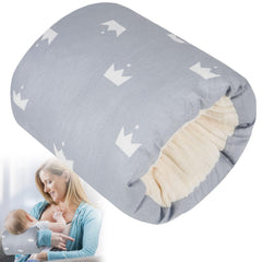 TEUOPIOE Baby Feeding Arm Pillow Grey Crown front view shows comfortable feeding support
