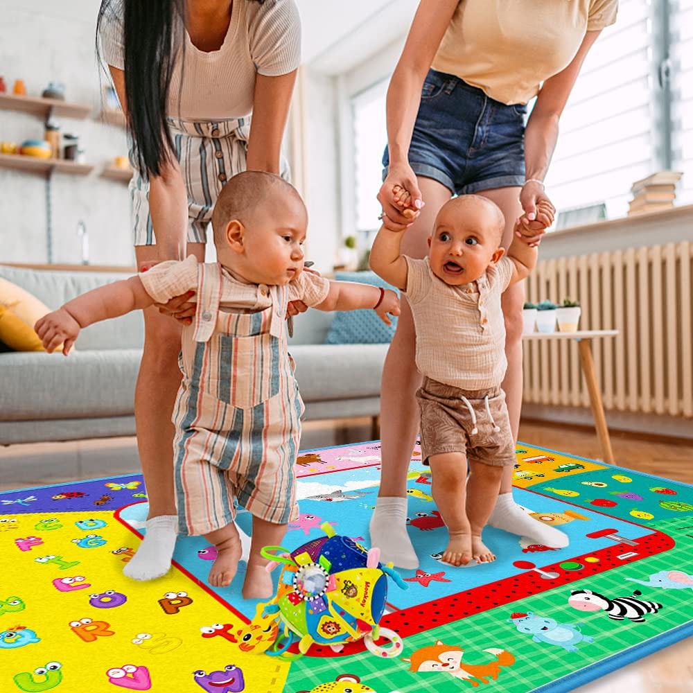 Teytoy 79x58in playmat size wide view communicates generous floor coverage for multiple kids.