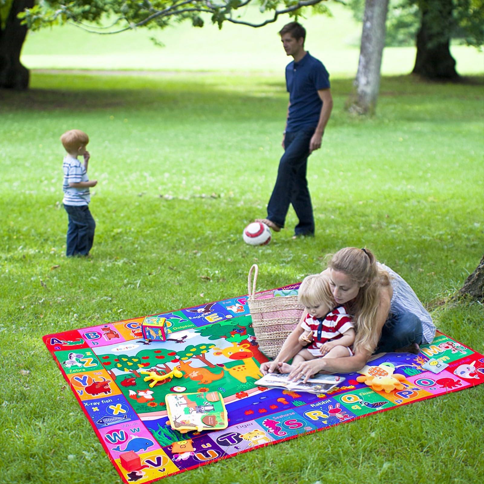 teytoy Baby Cotton Play Mat alphabet and fruits design encourages early learning.