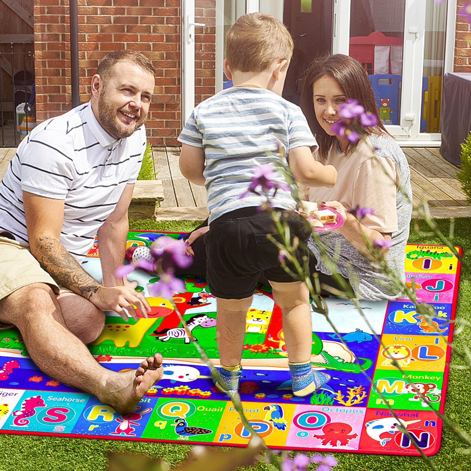 teytoy Baby Cotton Play Mat anti-slip bottom ensures stable play on hardwood floors.