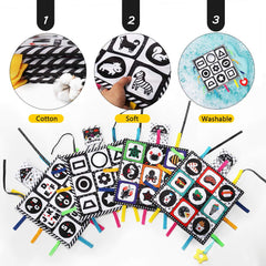 teytoy black and white high-contrast pattern close-up supporting early visual focus